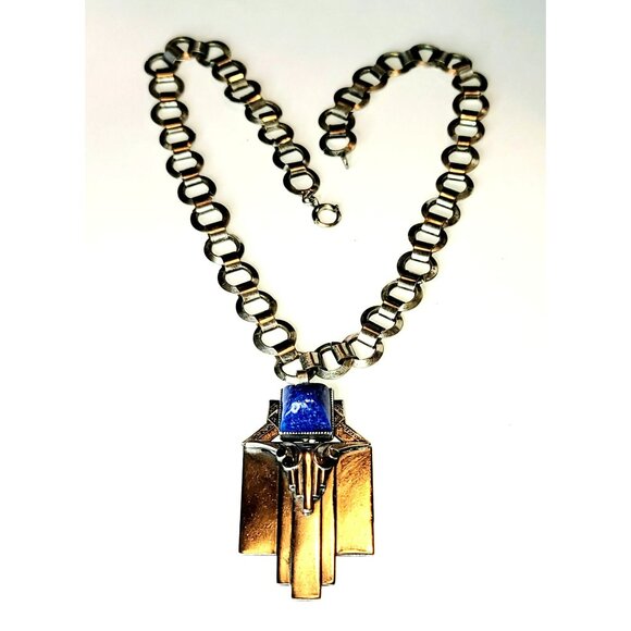 Silver Blue Steer Stone Fashion Necklace Artisan Look Statement Jewelry CT201 - Picture 7 of 12